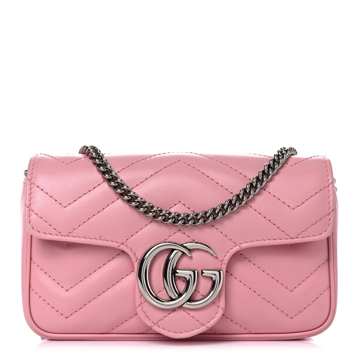 Calfskin Matelasse Super Mini GG Marmont Shoulder Bag Wild Rose