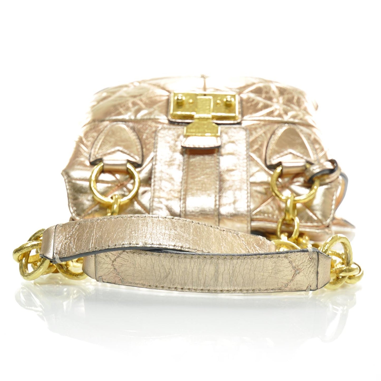 Leather Patchwork Mariah Flap Bag Metallic Blush