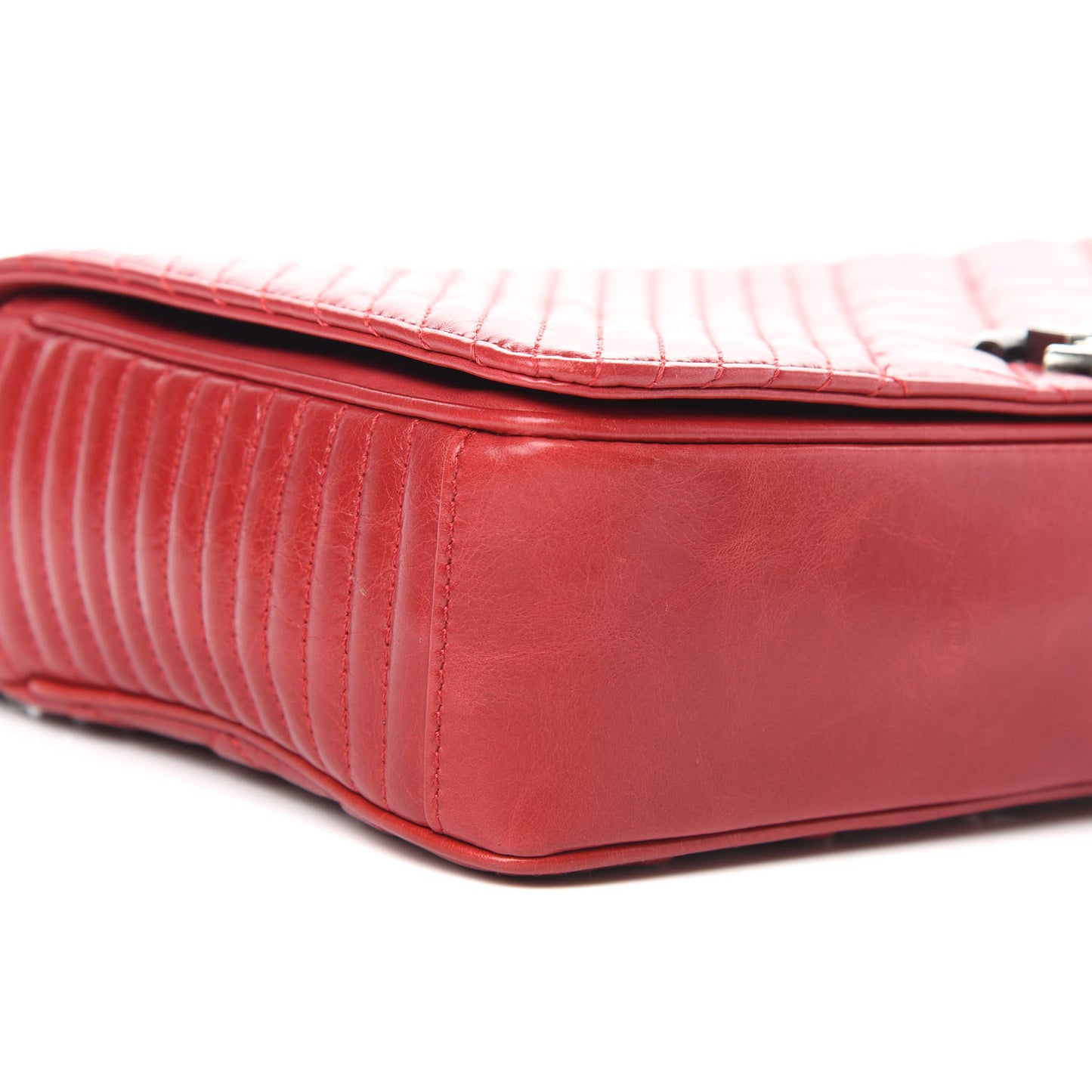 Glazed Calfskin Medium Coco Boy Flap Red