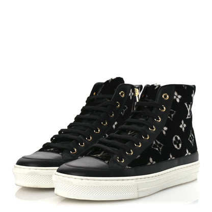 Louis Vuitton Velvet Monogram Stellar Sneakers 38.5 Black White 3 of 13