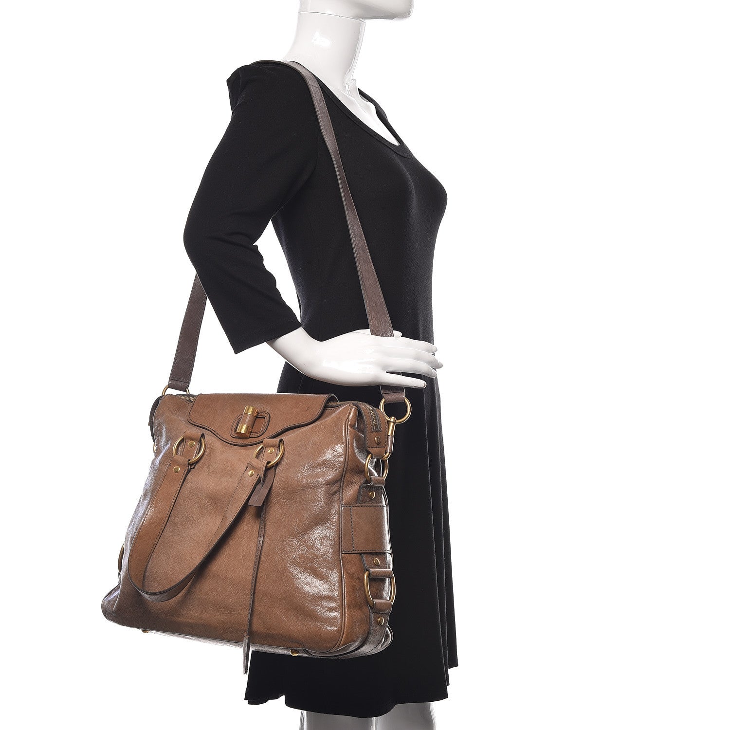 Saint Laurent Glazed Goatskin Muse Messenger Brown 2 of 18