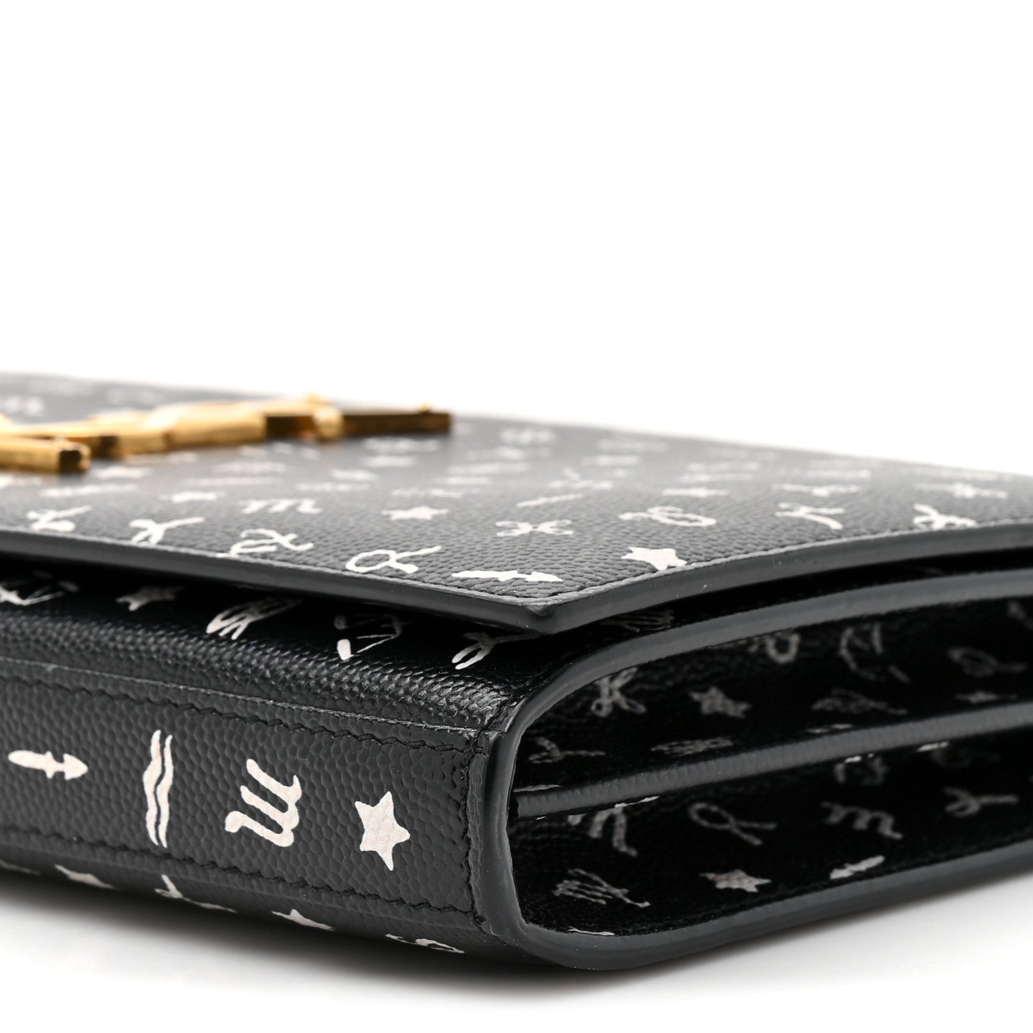 Saint Laurent Grain De Poudre Zodiac Print Small Monogram Kate Satchel Black Black 10 of 15