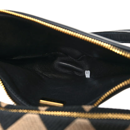Prada Jacquard Calfskin Triangolo Symbole Embroidered Mini Triangle Double Bag Black Corda 6 of 10