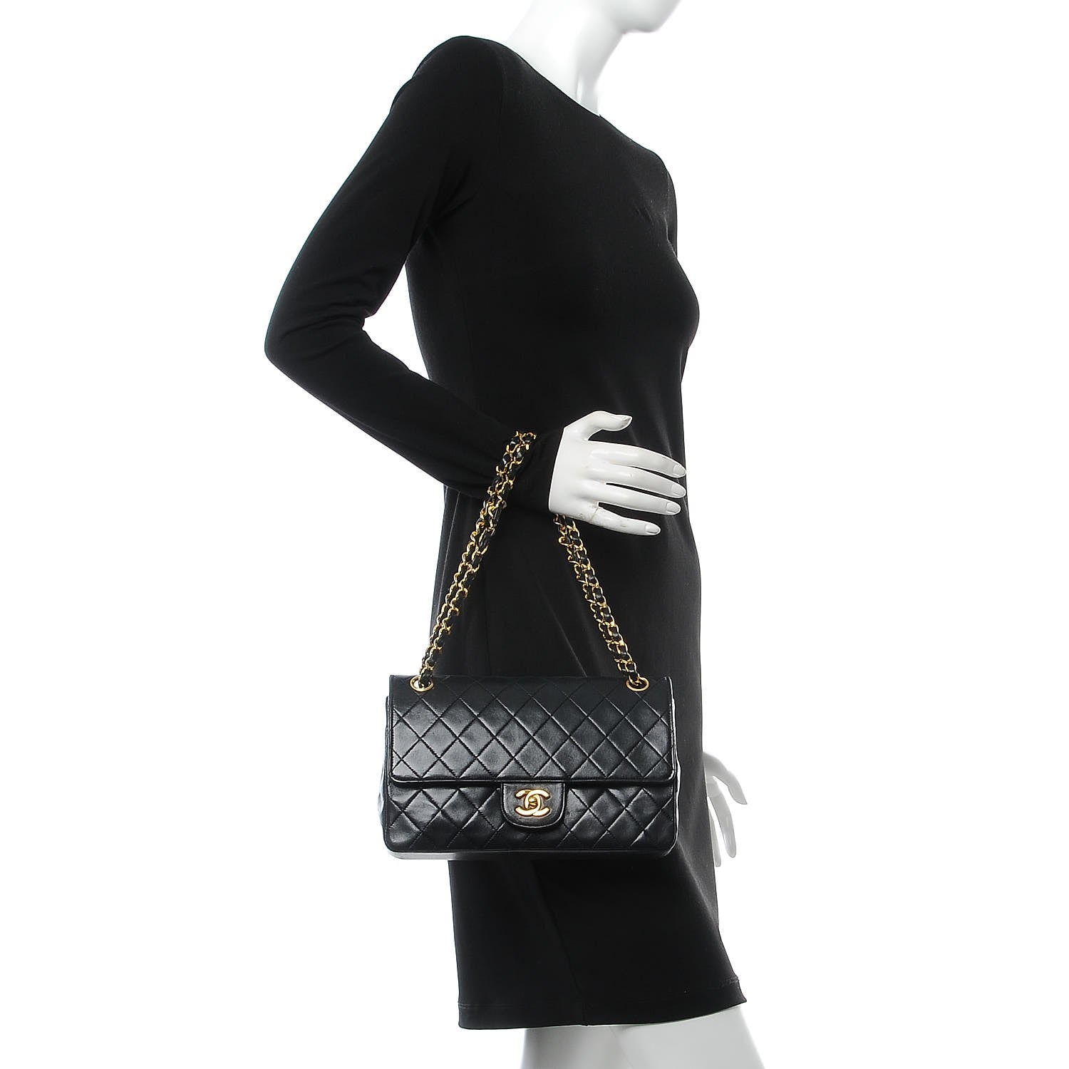 Chanel Lambskin Quilted Medium Double Flap Black 2 of 9