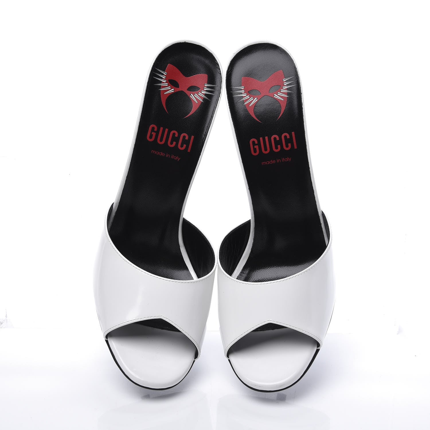 Gucci Polished Calfskin Scarlet High Heel Slide Sandals 39 Great White 5 of 12