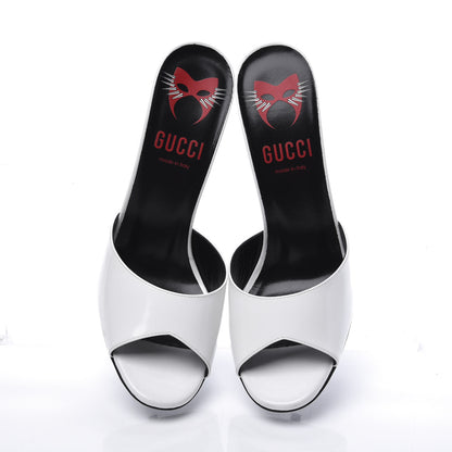 Gucci Polished Calfskin Scarlet High Heel Slide Sandals 39 Great White 5 of 12