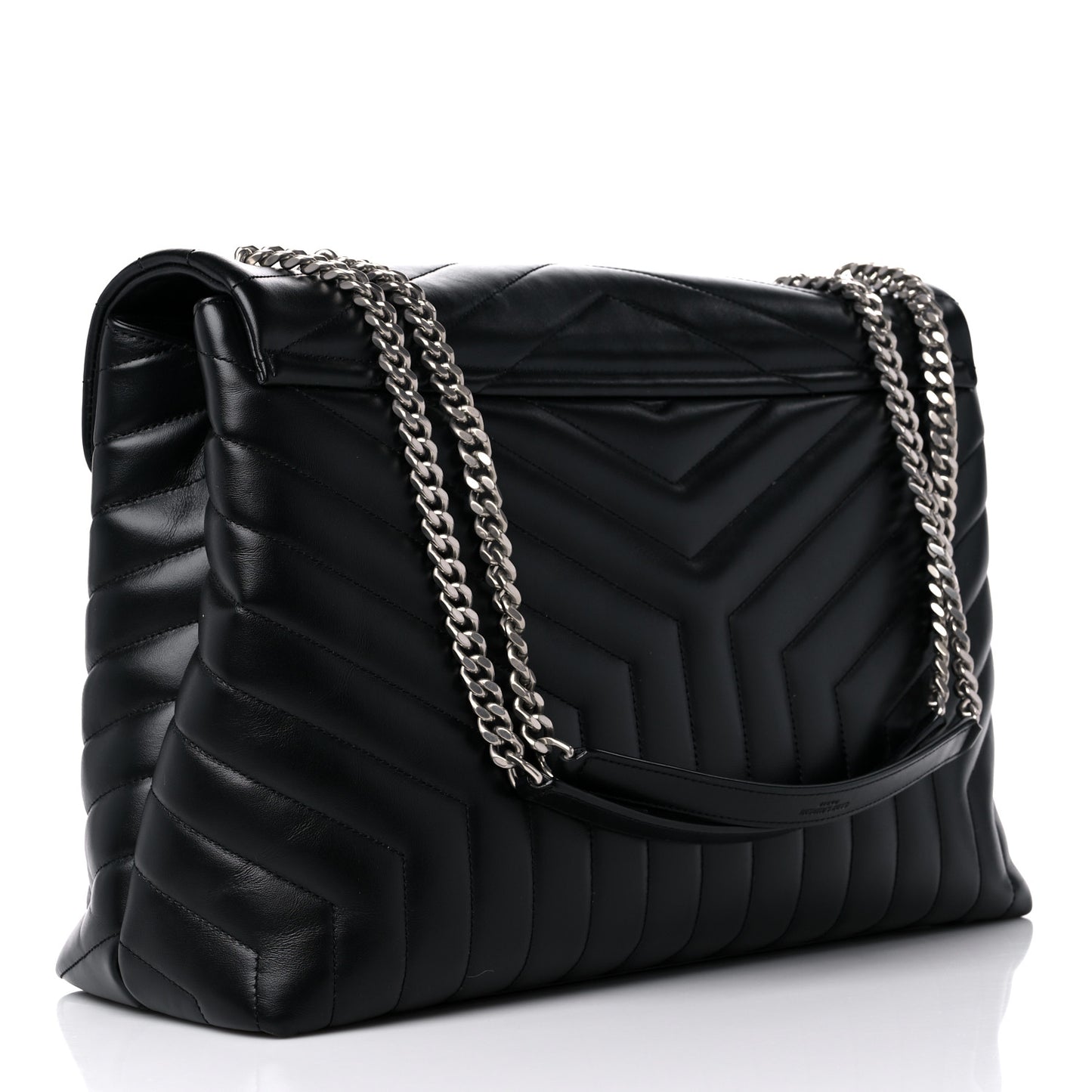 Calfskin Y Quilted Monogram Large Loulou Chain Satchel Black