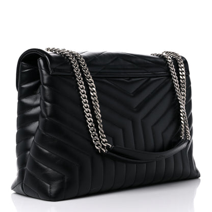 Saint Laurent Calfskin Y Quilted Monogram Large Loulou Chain Satchel Black 2 of 12