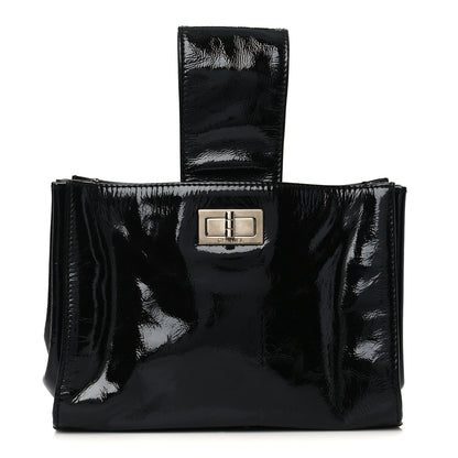 Chanel Patent Mademoiselle Lock Convertible Wrist Clutch Bag Black 3 of 10