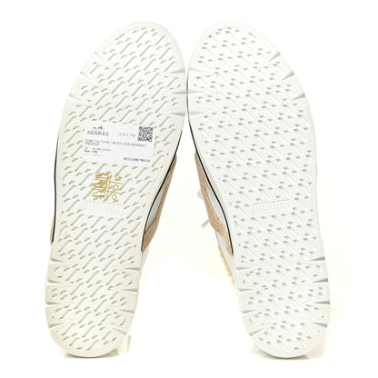 Hermes Calfskin Woolskin Dare Sneakers 37 White Ecru 6 of 14