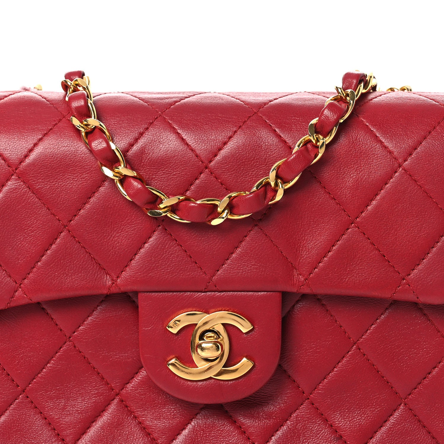Chanel Lambskin Quilted Mini Square Flap Red 8 of 14