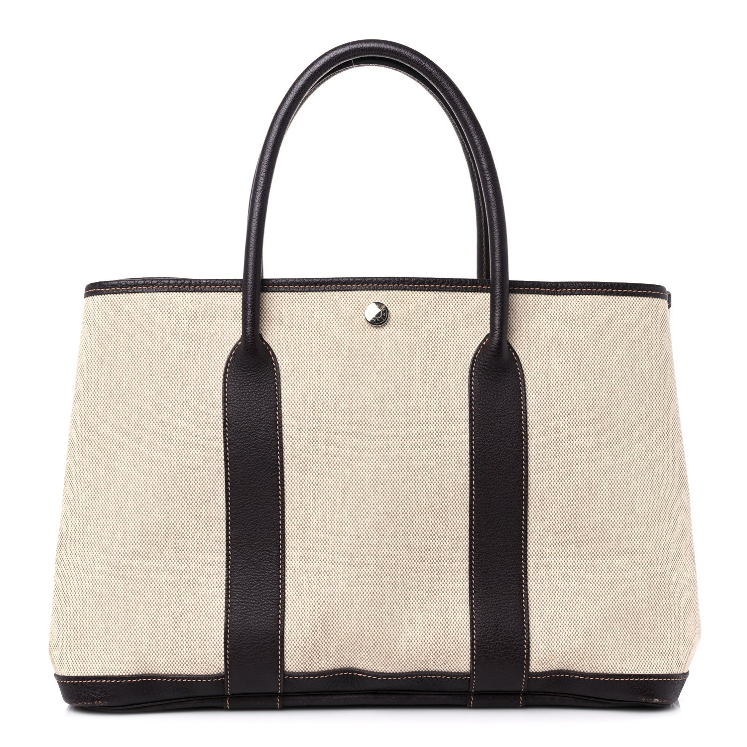 Hermes Buffle Skipper Toile Garden Party 36 MM Tote Marron Fonce 1 of 13