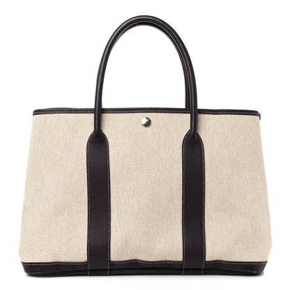 Hermes Buffle Skipper Toile Garden Party 36 MM Tote Marron Fonce 1 of 13