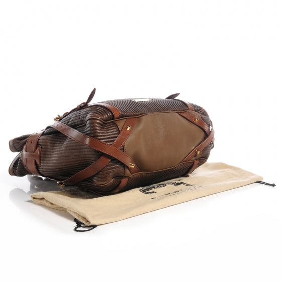 Burberry Stitched Leather Bridle Calfskin Tote Dark Tan 4 of 10