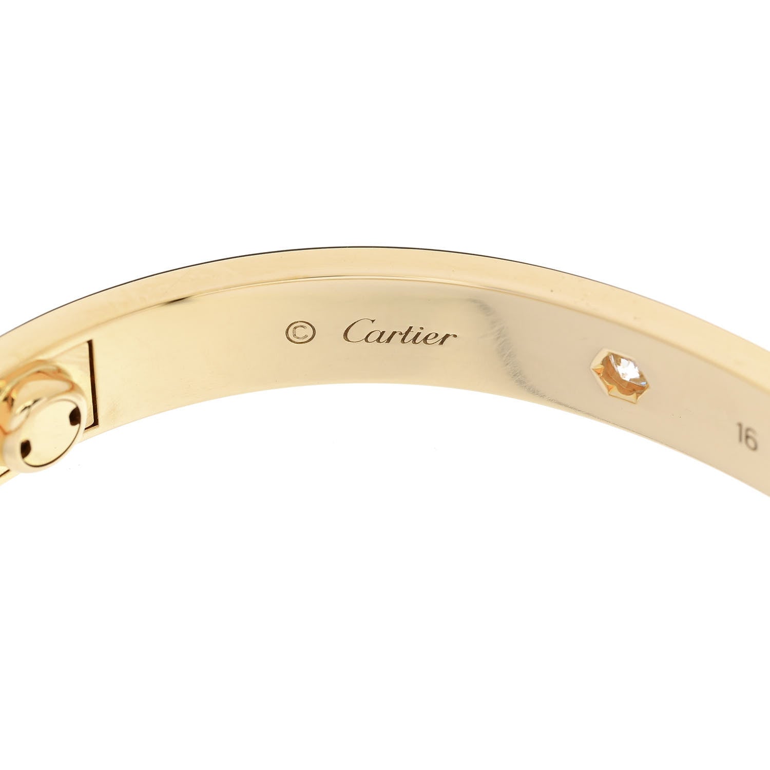 Cartier 18K Yellow Gold 4 Diamond LOVE Bracelet 16 6 of 10