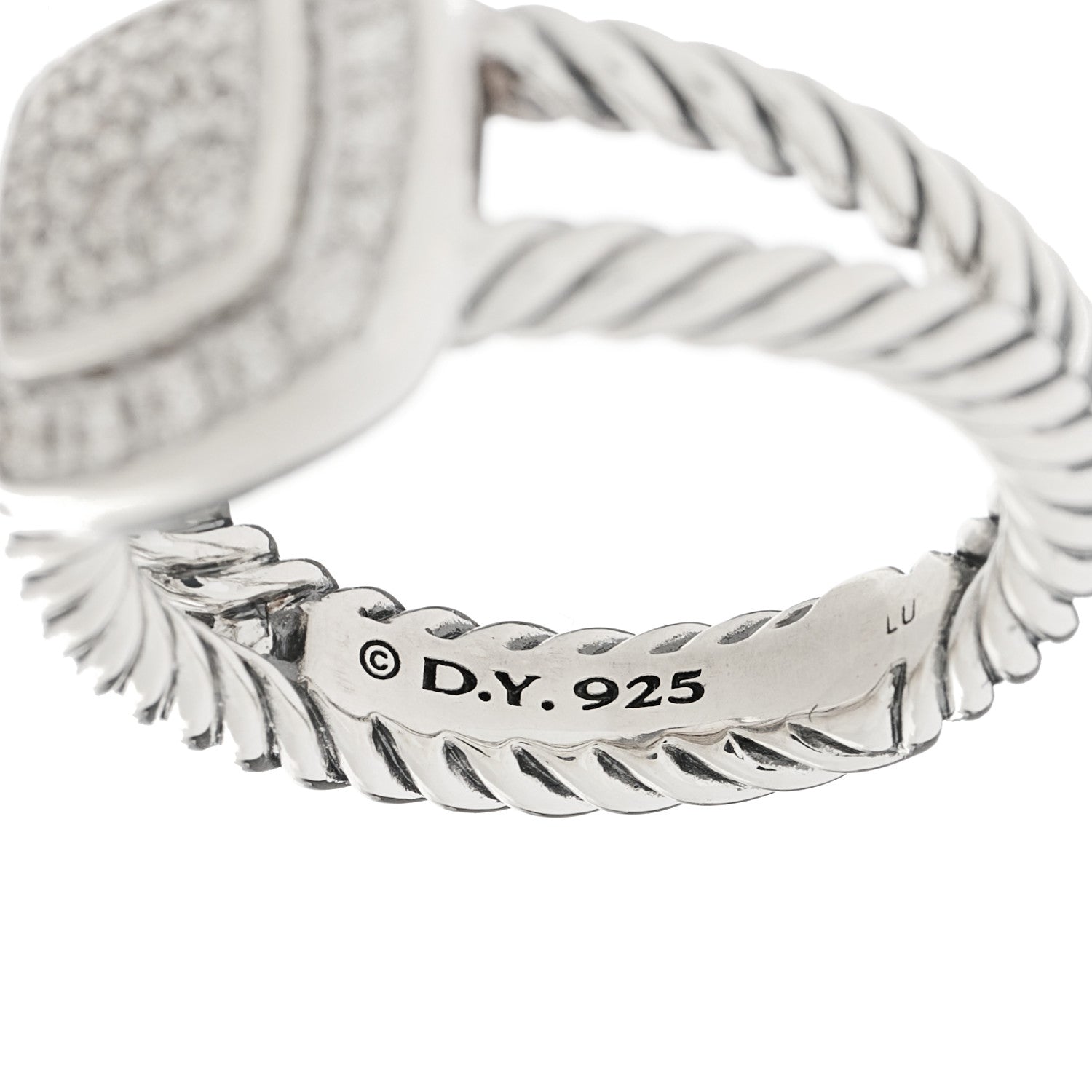 David Yurman Sterling Silver Diamond 7mm Petite Albion Pave Ring 52 6 4 of 5