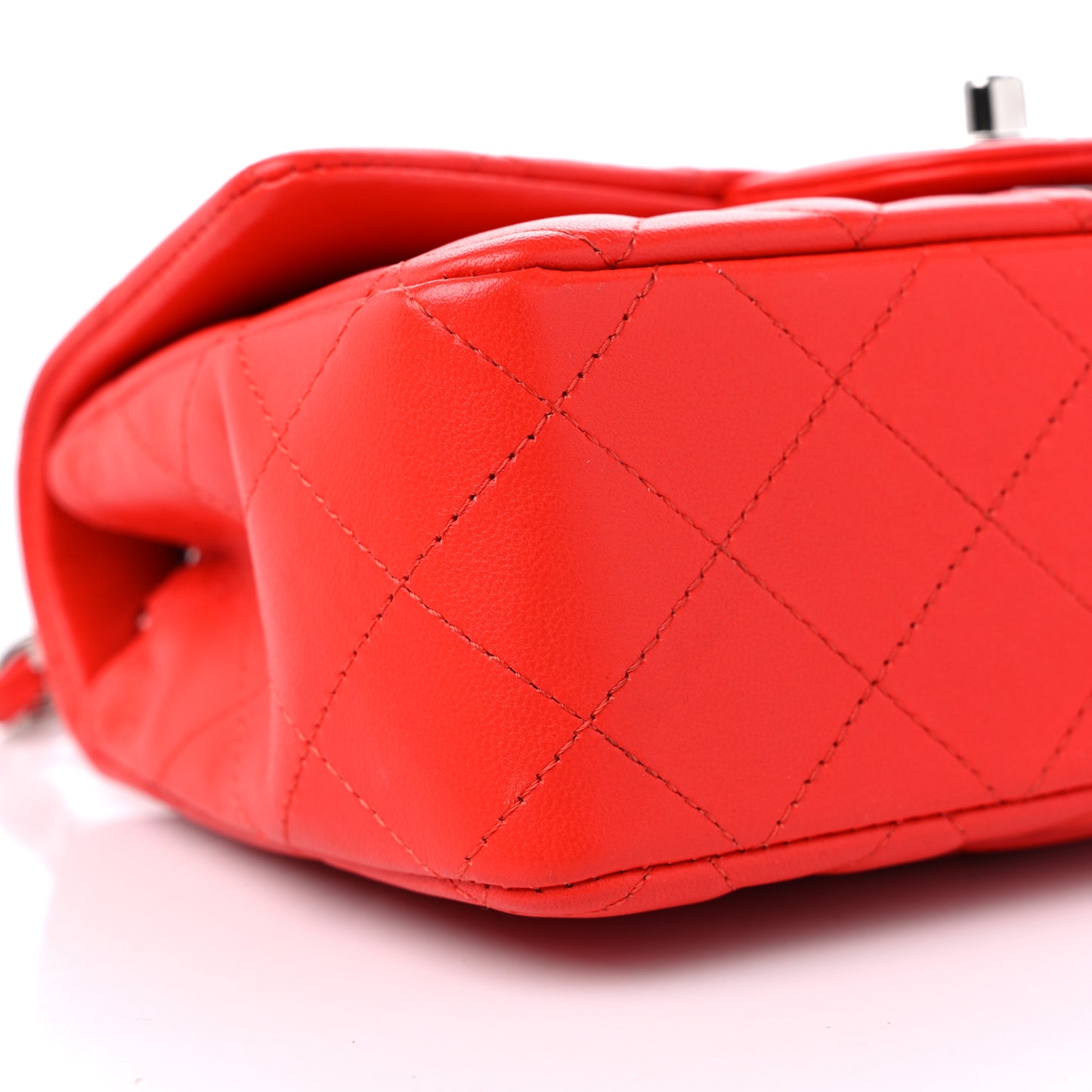 Lambskin Quilted Mini Rectangular Flap Red