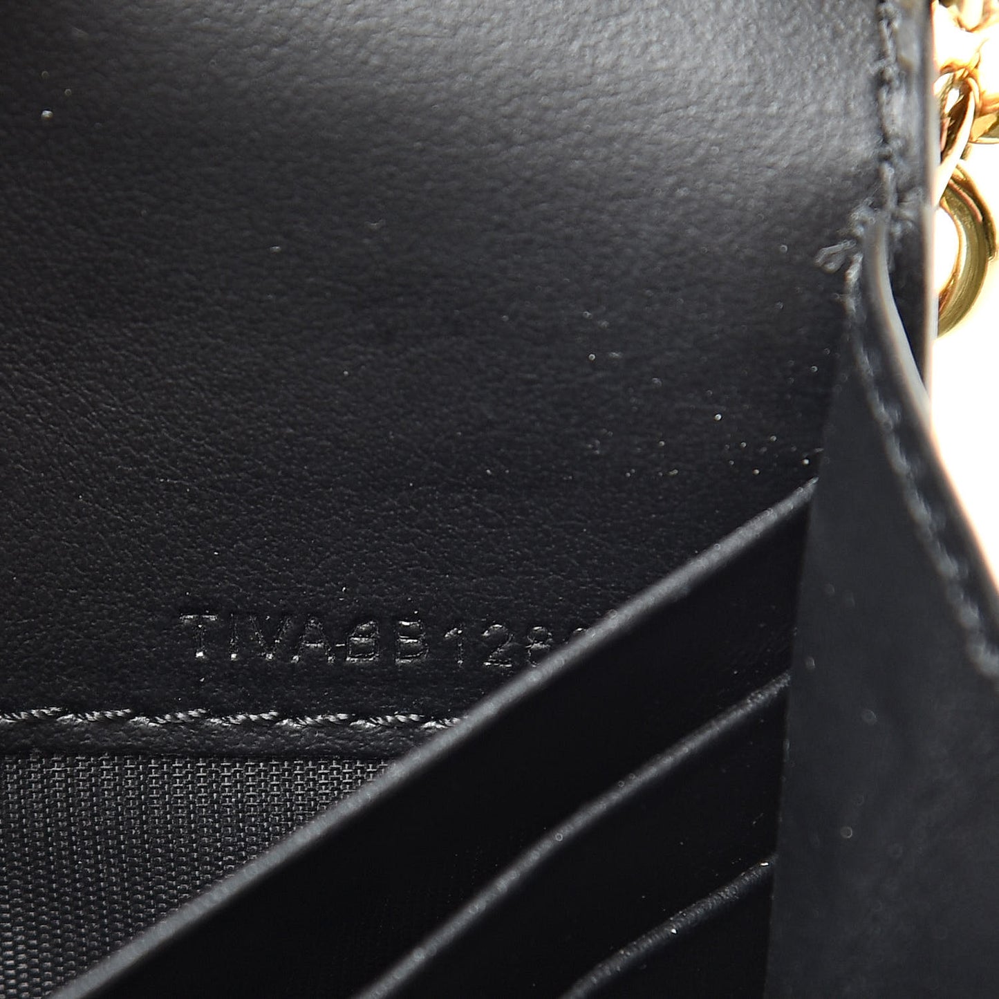 Grainy Calfskin Henley Wallet On Chain Black