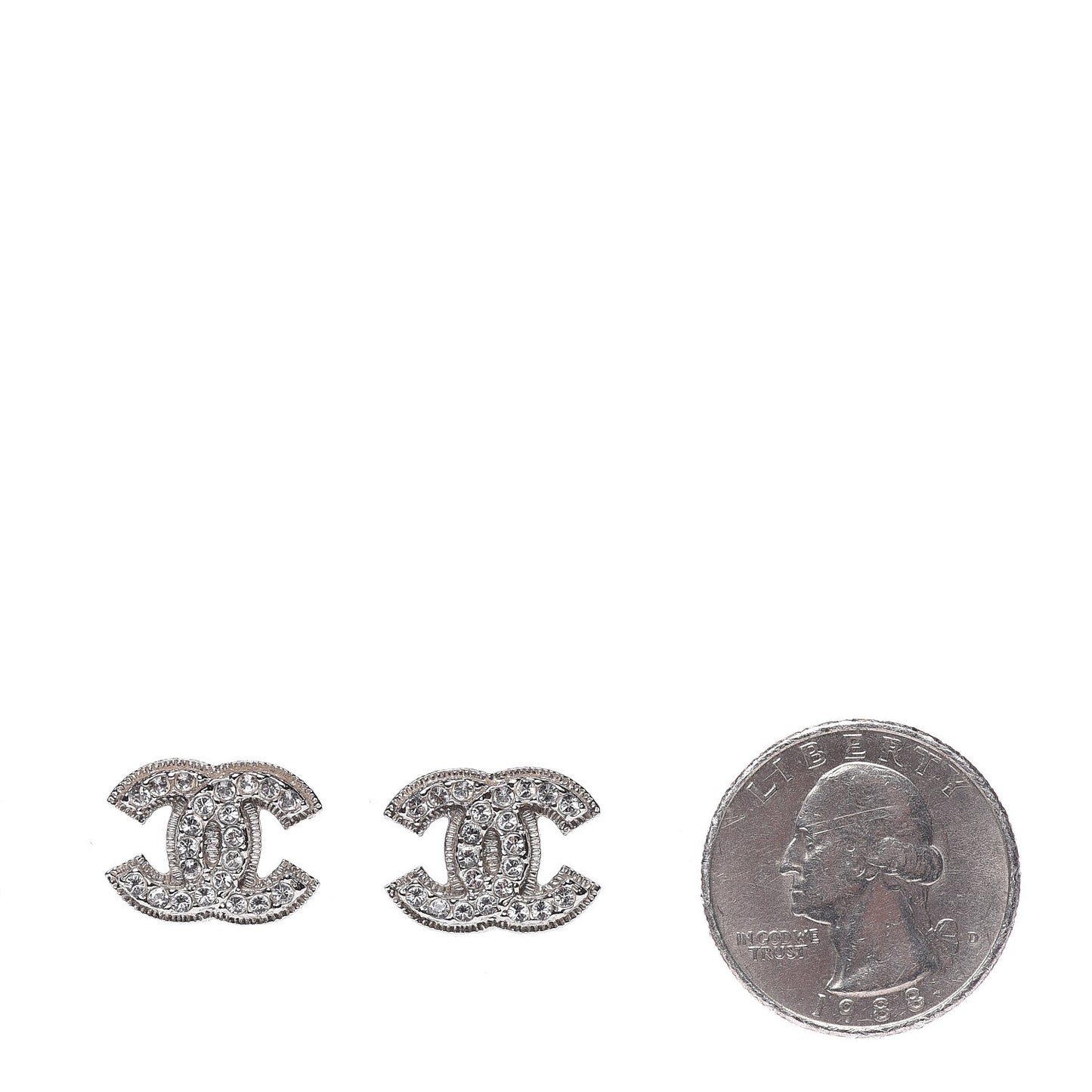 Crystal Mini CC Earrings Silver