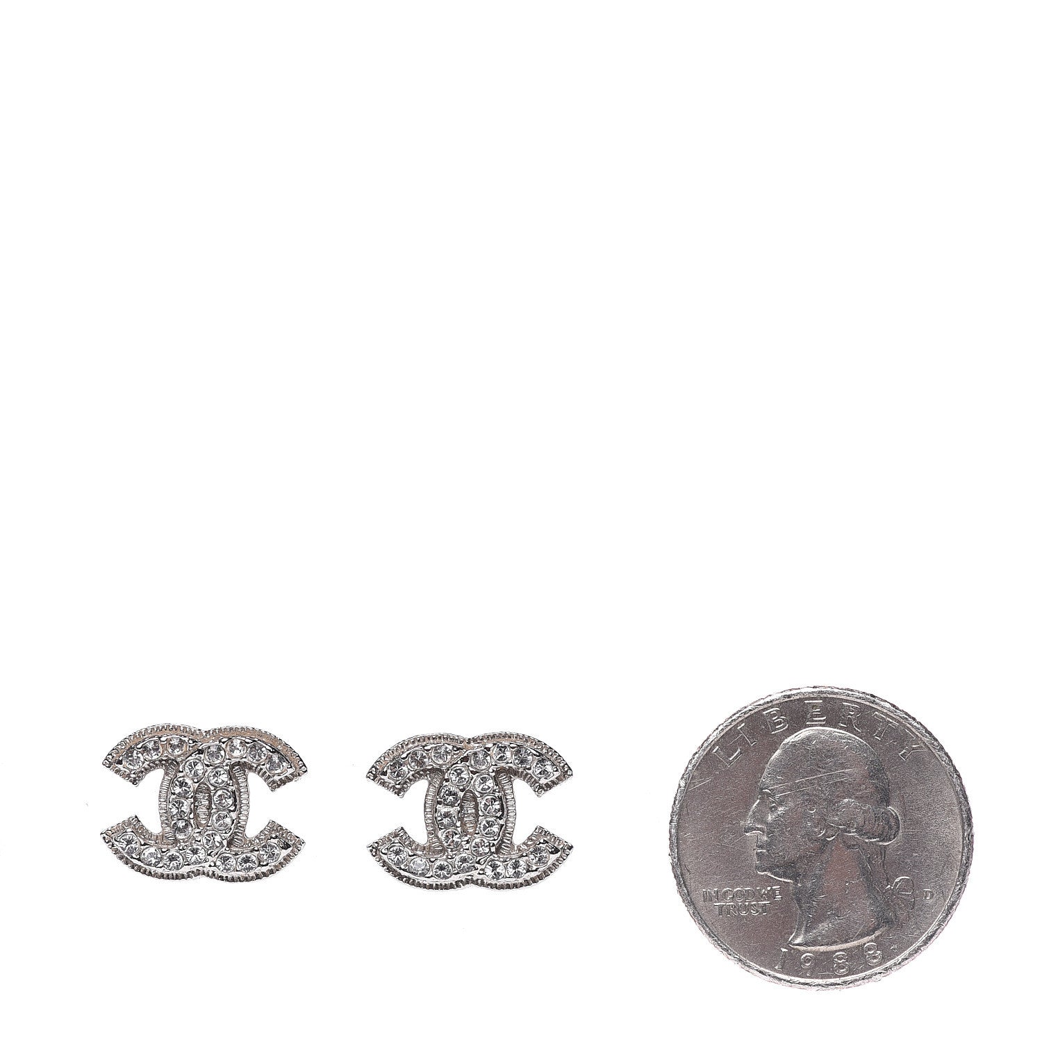 Chanel Crystal Mini CC Earrings Silver 2 of 5