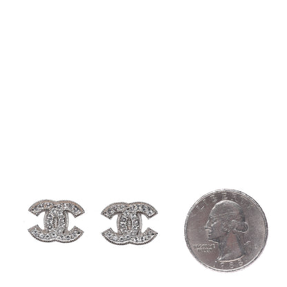Chanel Crystal Mini CC Earrings Silver 2 of 5