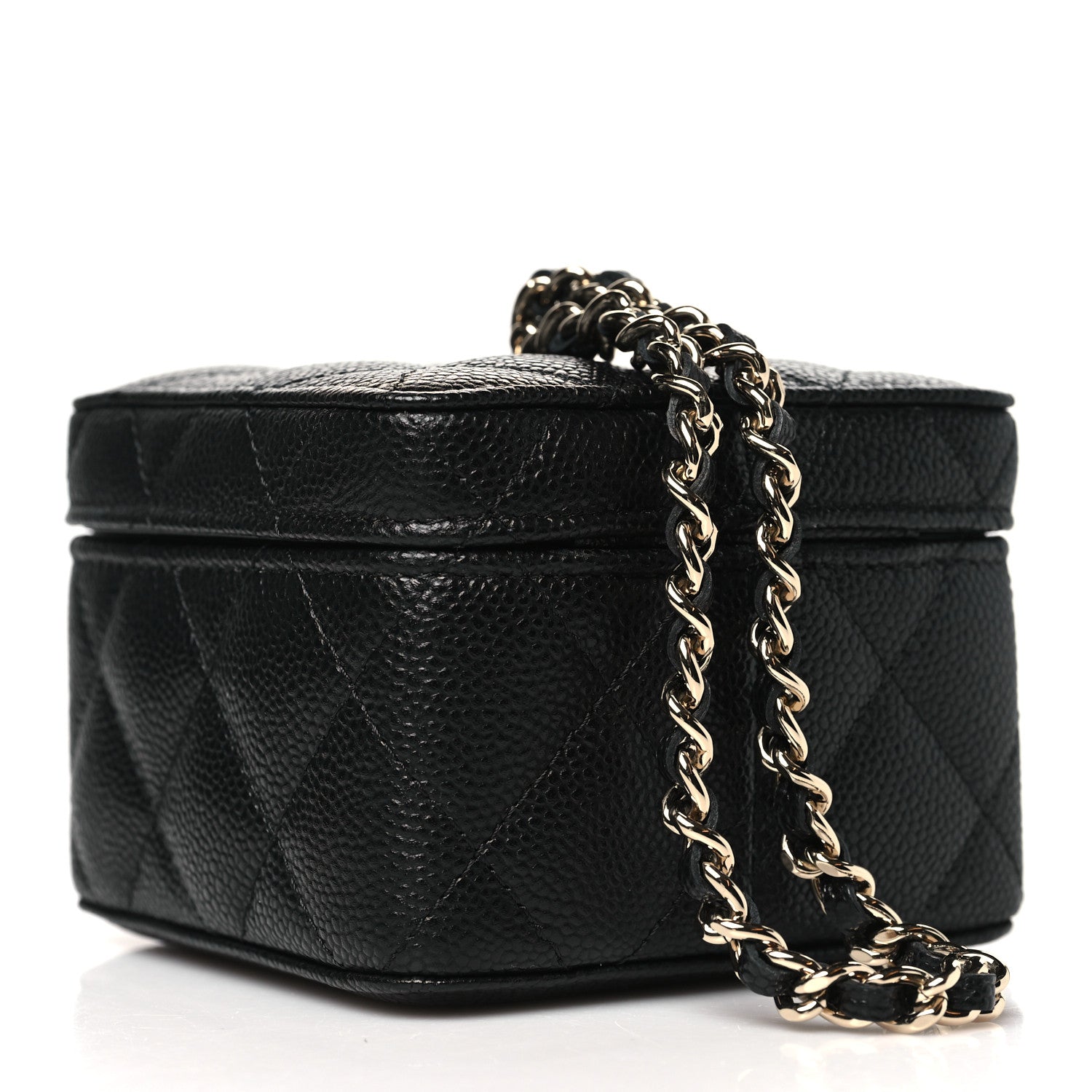 Chanel Caviar Quilted Mini Vanity Wrist Case With Chain Black 3 of 11