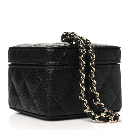 Chanel Caviar Quilted Mini Vanity Wrist Case With Chain Black 3 of 11