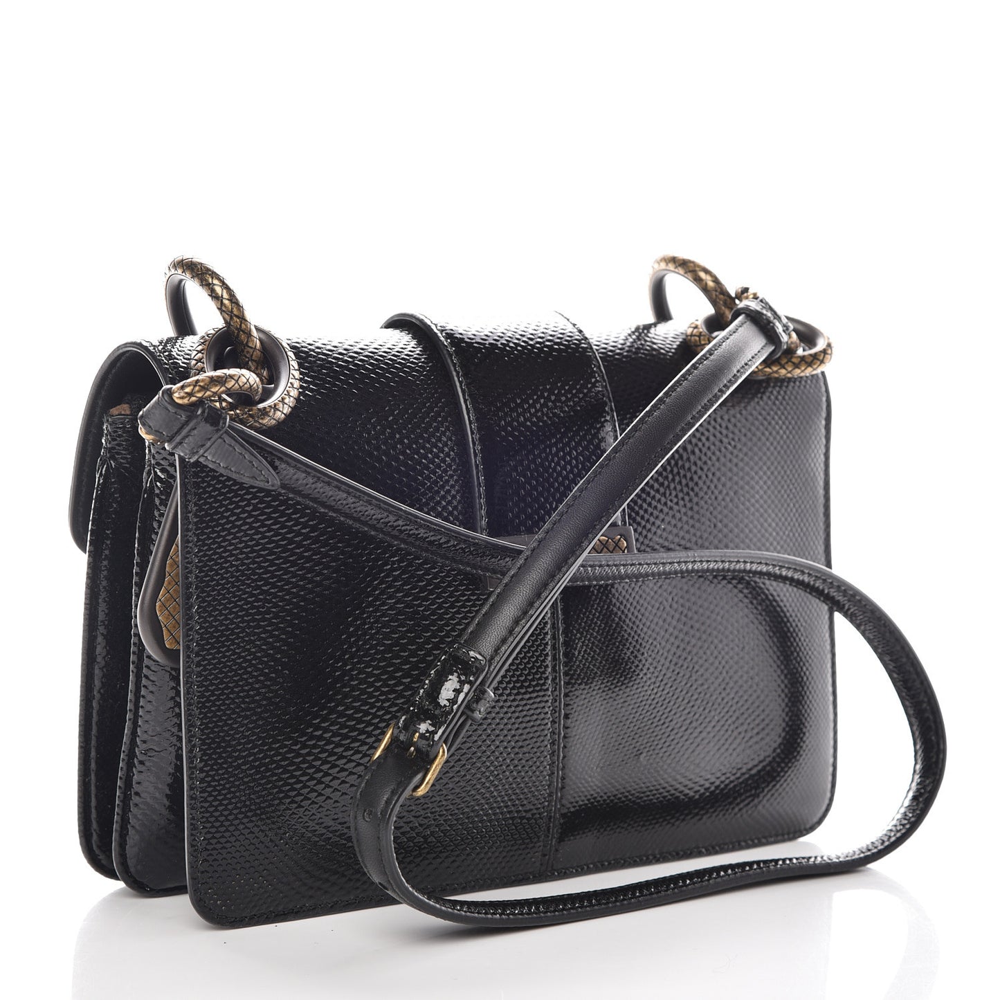 Karung Ostrich Nappa Intrecciato Darling Shoulder Bag Black