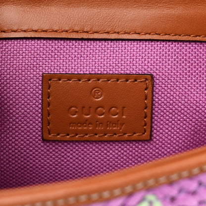 Gucci Woven Raffia Calfskin Super Mini GG Marmont Shoulder Bag Multicolor 6 of 11