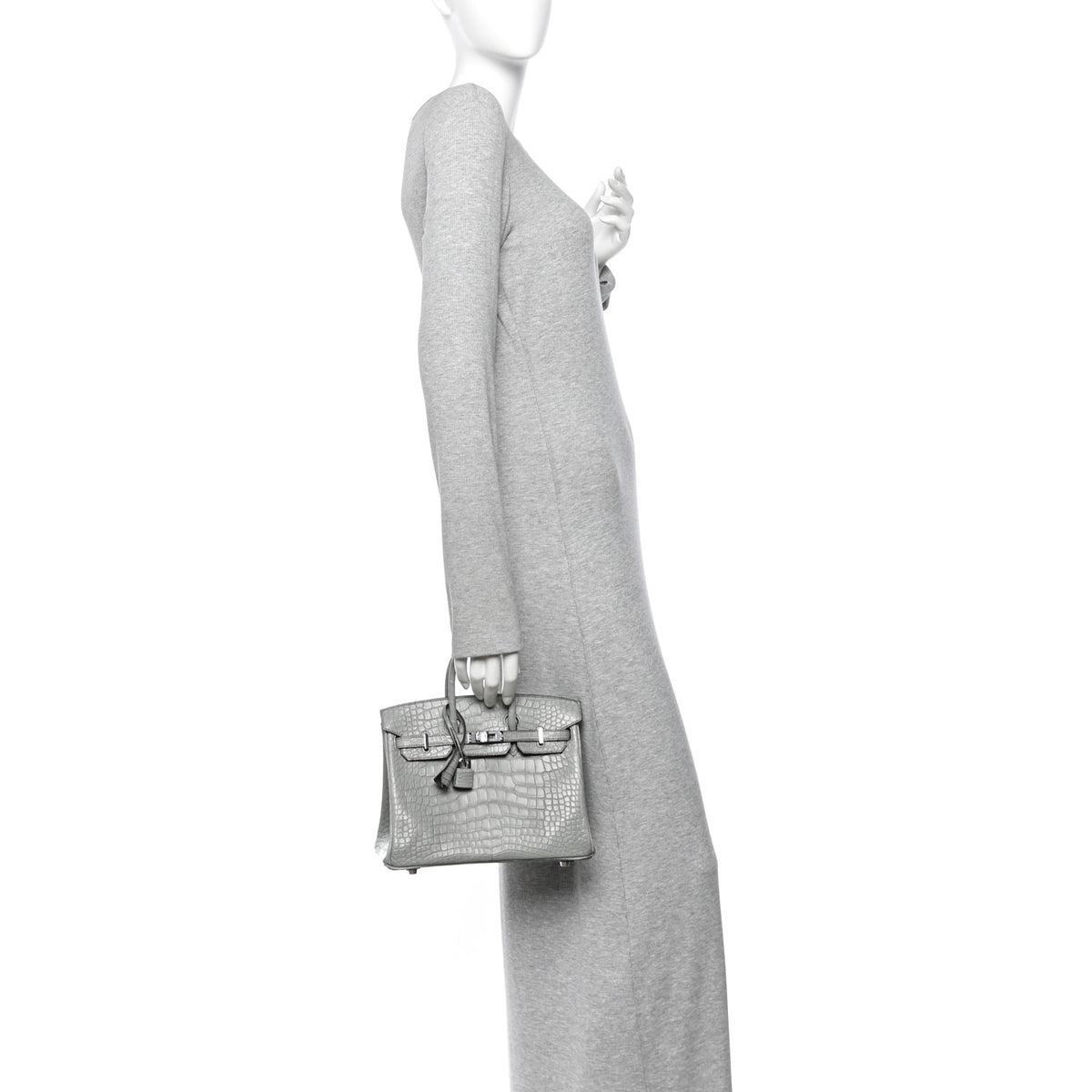 Matte Alligator Birkin 25 Gris Ciment