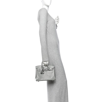 Hermes Matte Alligator Birkin 25 Gris Ciment 2 of 11