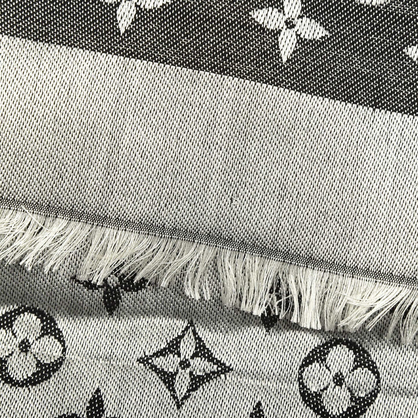 Silk Wool Monogram Denim Shawl Black