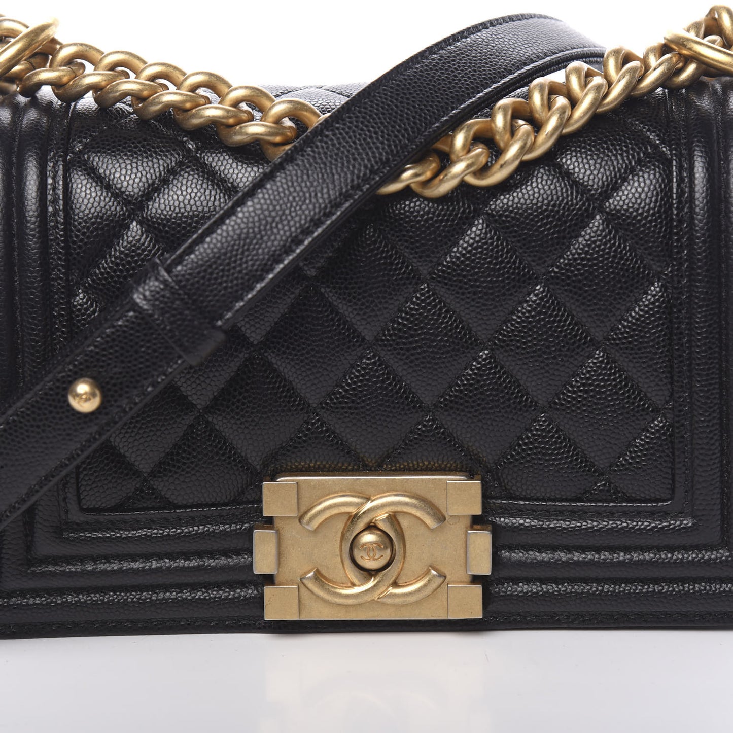 Caviar Quilted Small Boy Flap Black
