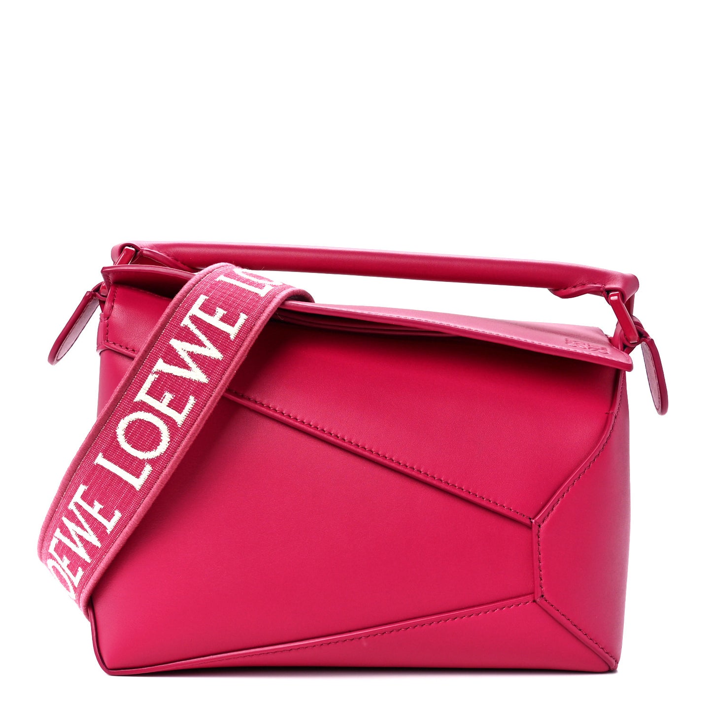 Satin Calfskin Monochrome Small Puzzle Edge Bag Ruby Red Glaze