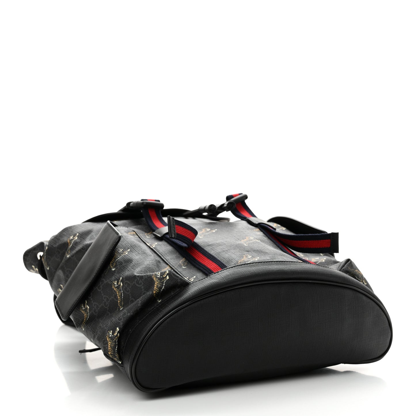 Soft GG Supreme Monogram Appia Calfskin Web Double Buckle Backpack Black