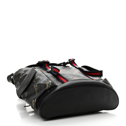 Gucci Soft GG Supreme Monogram Appia Calfskin Web Double Buckle Backpack Black 4 of 11