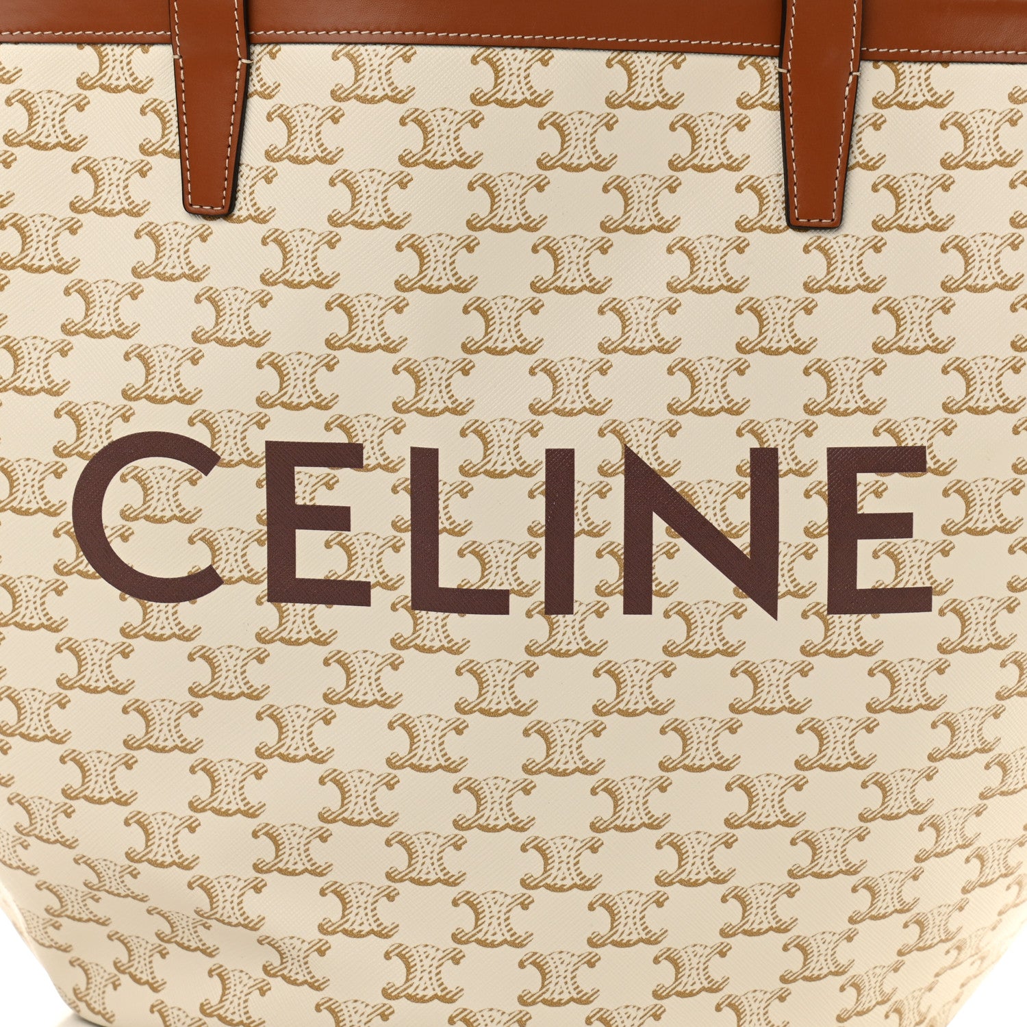 Celine Calfskin Canvas Triomphe Large Couffin White 9 of 11