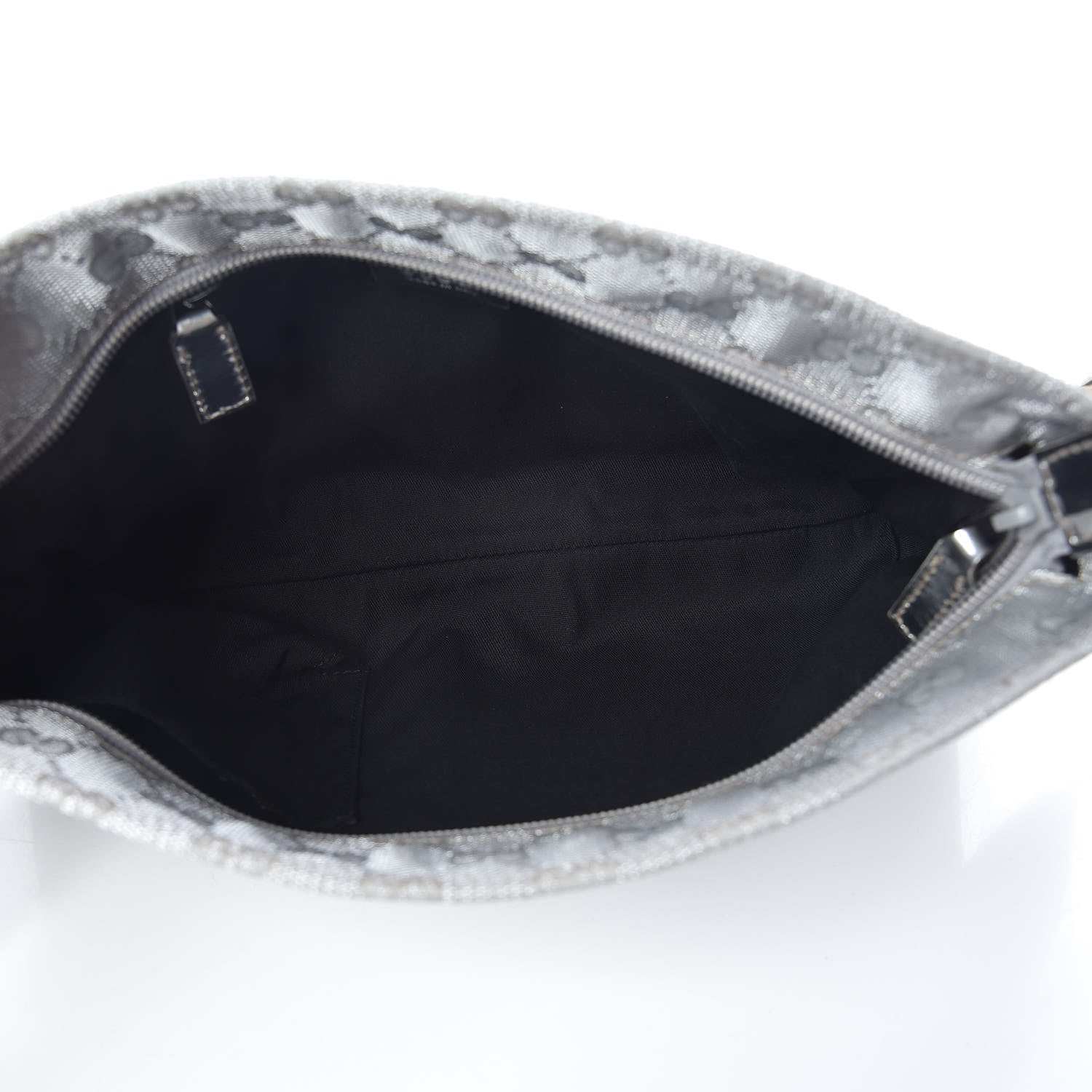 Gucci Metallic Monogram Web Small Flat Messenger Crossbody Silver 5 of 11