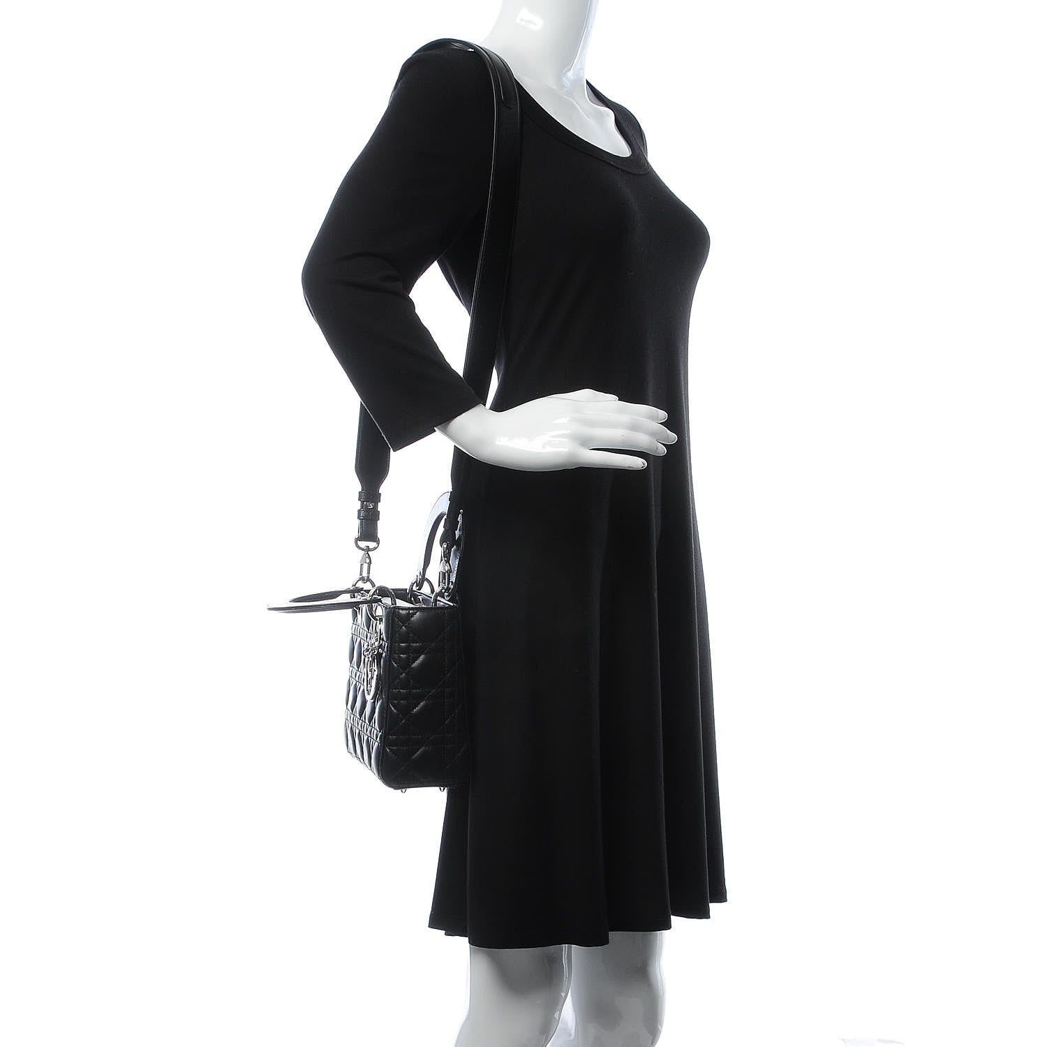 Christian Dior Lambskin Cannage Small Lucky Badges My Lady Dior Black 3 of 9