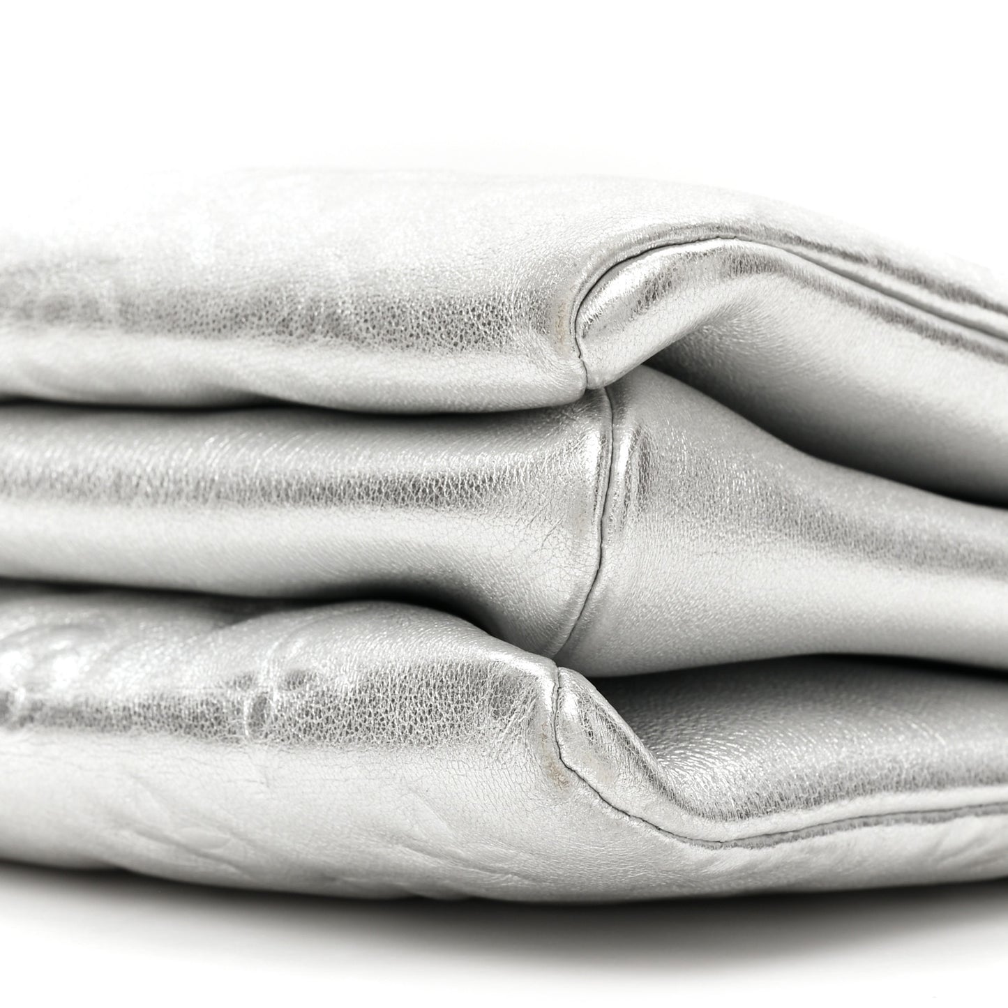 Metallic Lambskin Embossed Monogram Coussin BB Silver