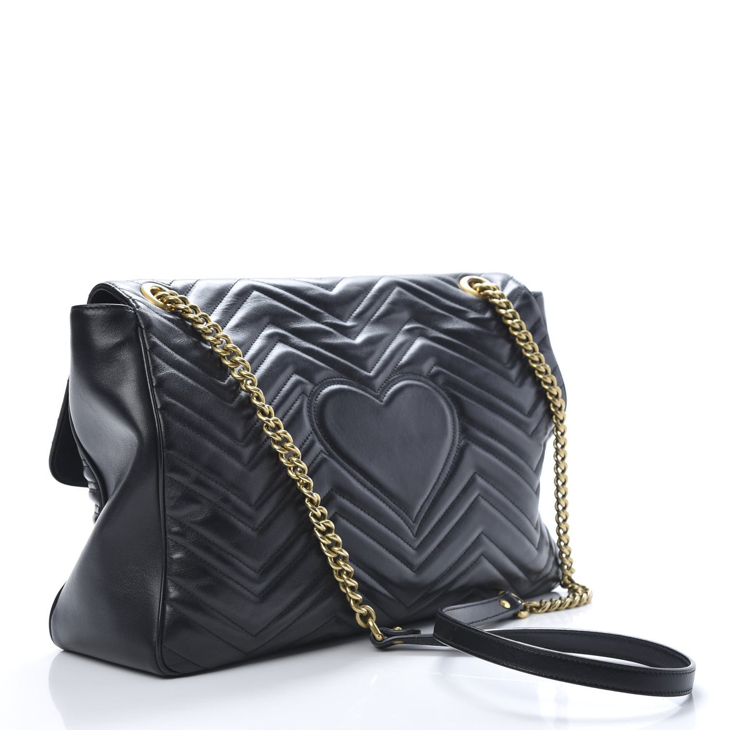 Calfskin Matelasse Large GG Marmont Shoulder Bag Black