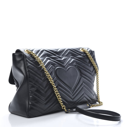 Gucci Calfskin Matelasse Large GG Marmont Shoulder Bag Black 3 of 21