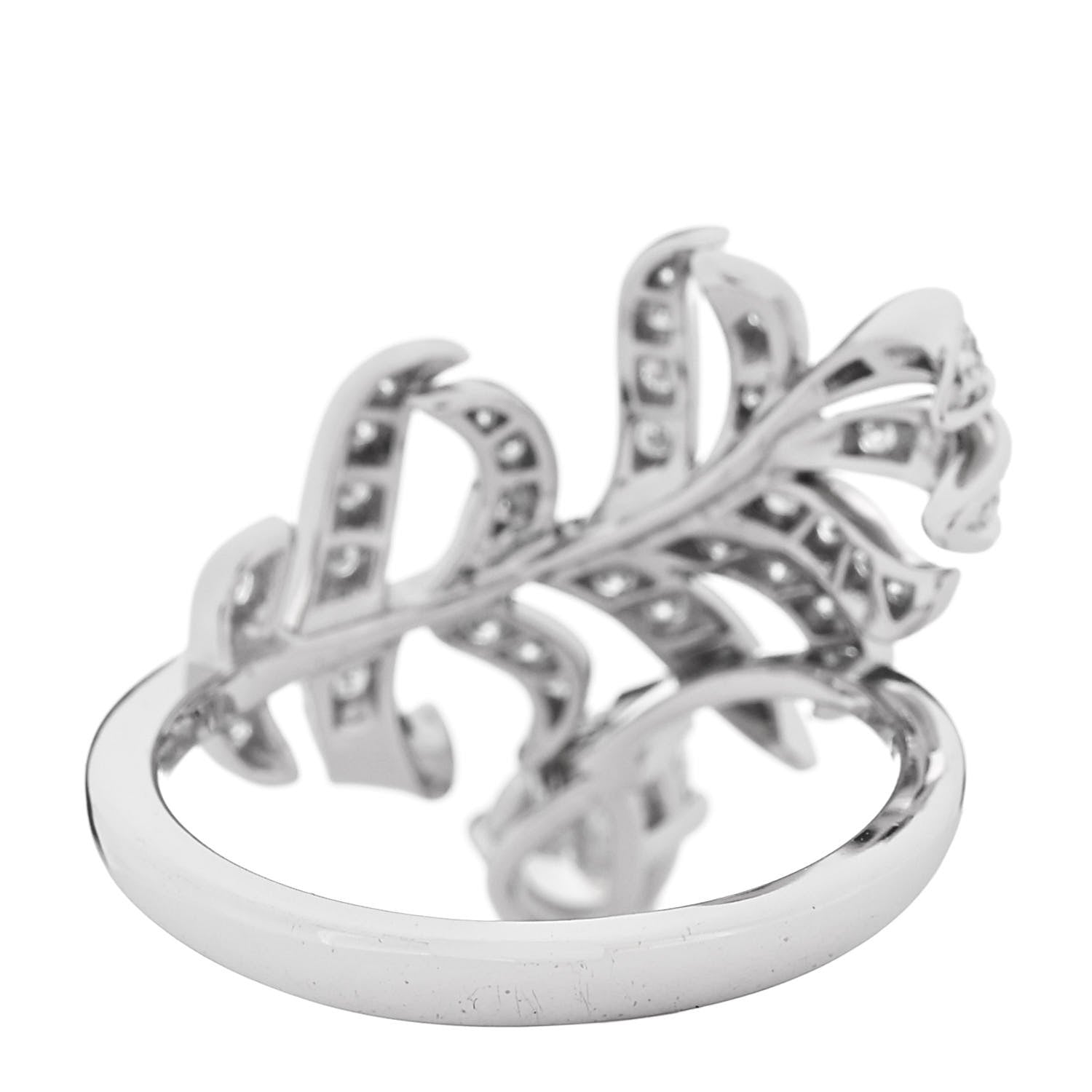 Chanel 18K White Gold Diamond Plume De Chanel Ring 53 6.5 3 of 5