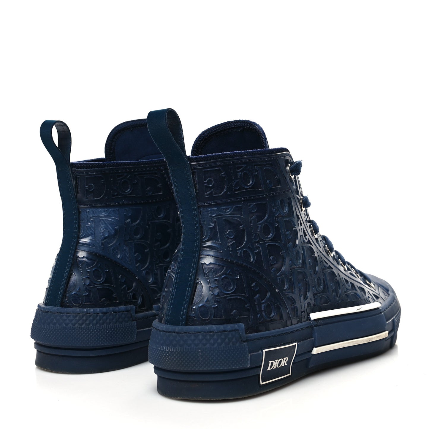 Transparent Canvas Raised Oblique Mens B23 High Top Sneakers 43 Blue