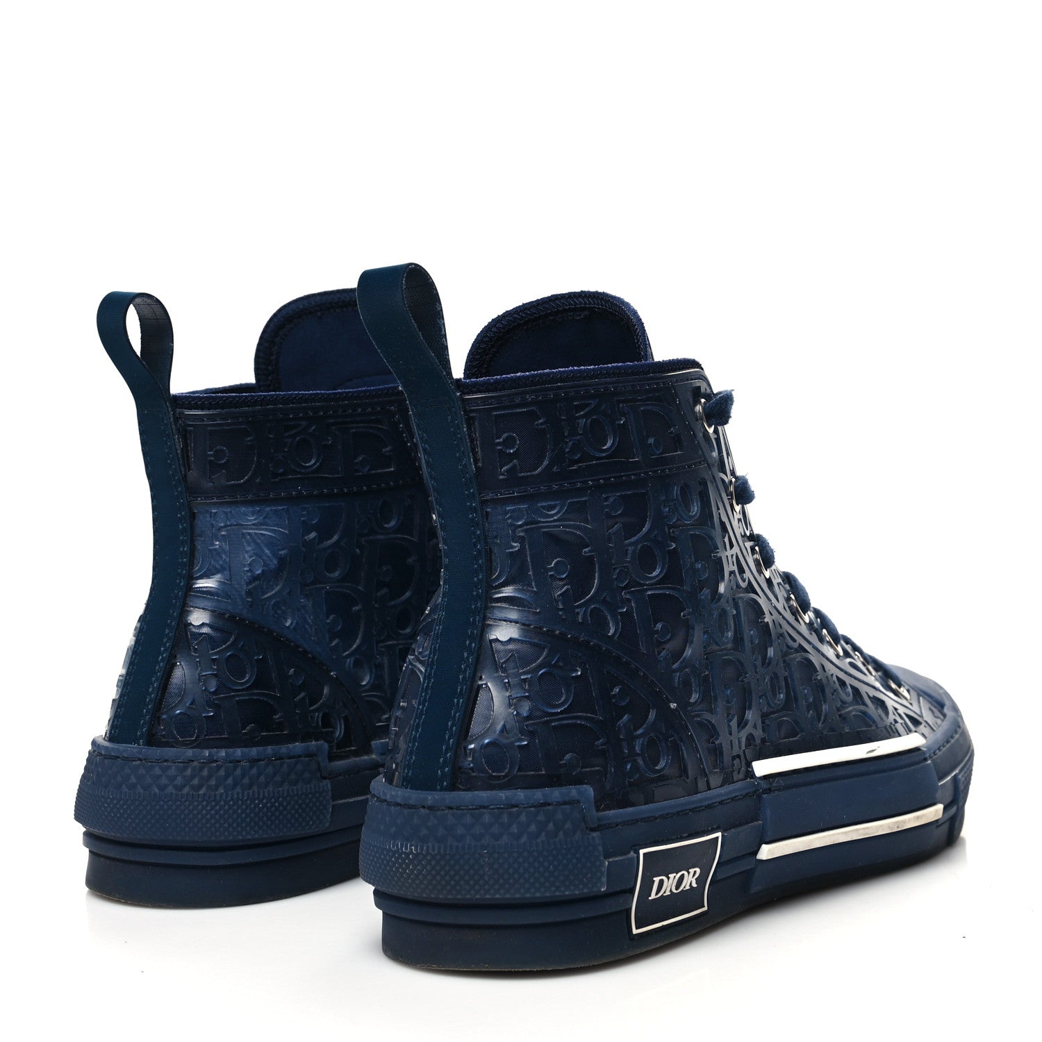Christian Dior Transparent Canvas Raised Oblique Mens B23 High Top Sneakers 43 Blue 4 of 10