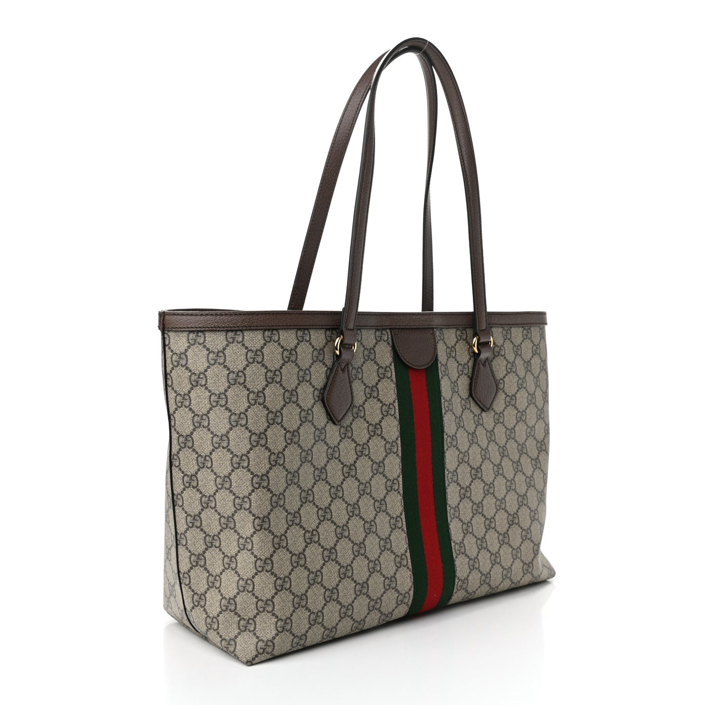 GG Supreme Monogram Medium Ophidia Shopping Tote Brown