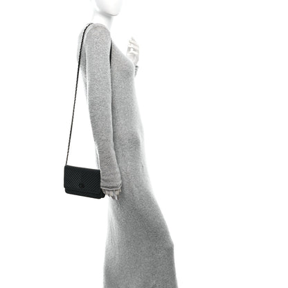 Chanel Sheepskin Chevron Reissue Wallet On Chain WOC So Black 2 of 11