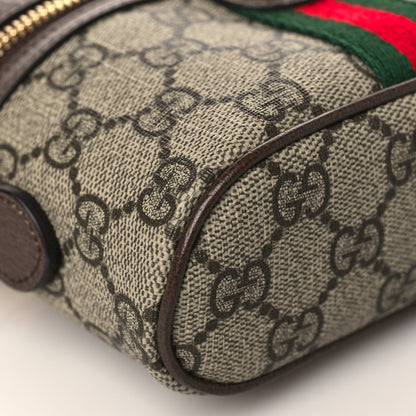 Gucci GG Supreme Monogram Textured Calfskin Web Mini Ophidia Top Handle Bag Beige Ebony New Acero 8 of 10