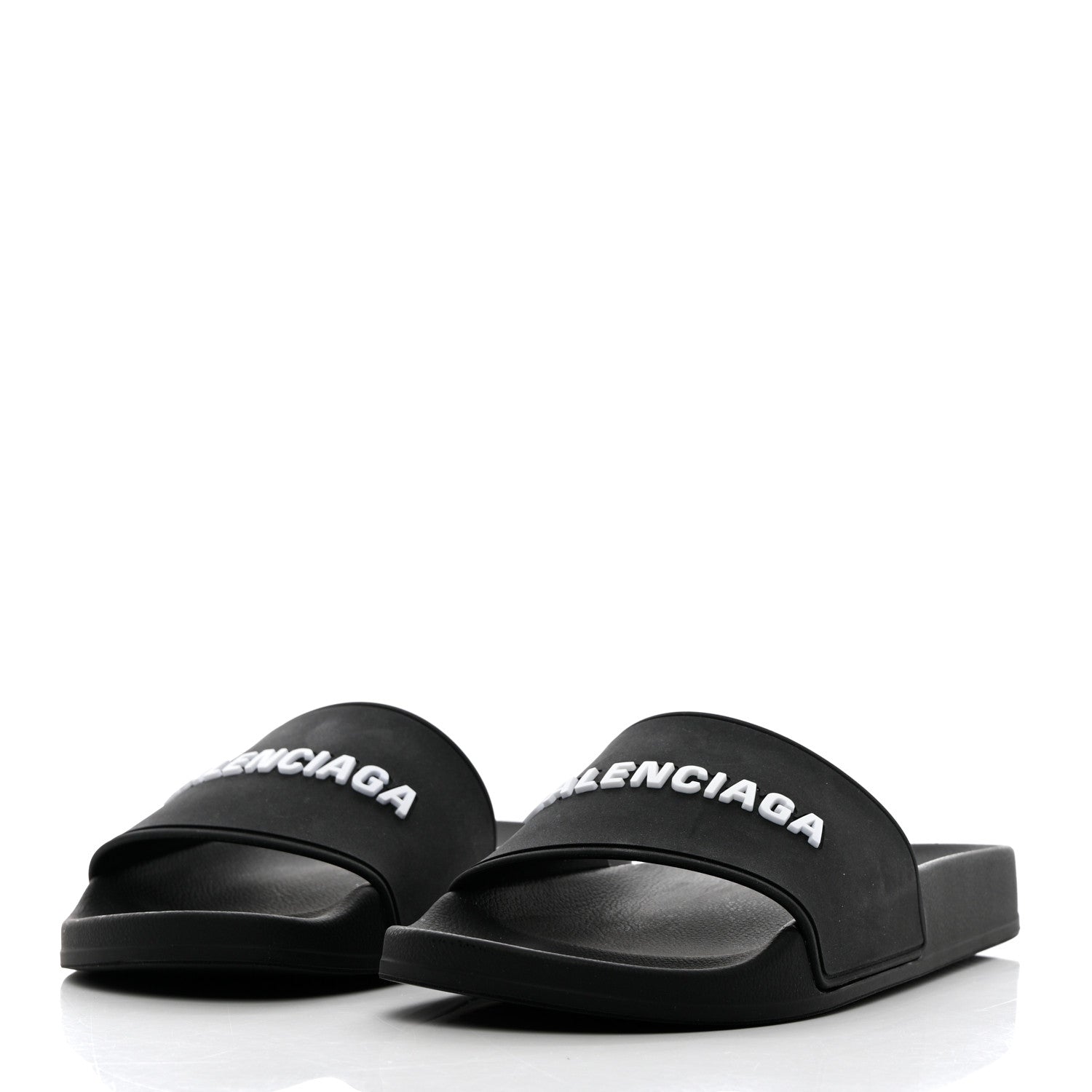 Balenciaga Rubber Womens Logo Pool Slide Sandals 37 Black 3 of 16
