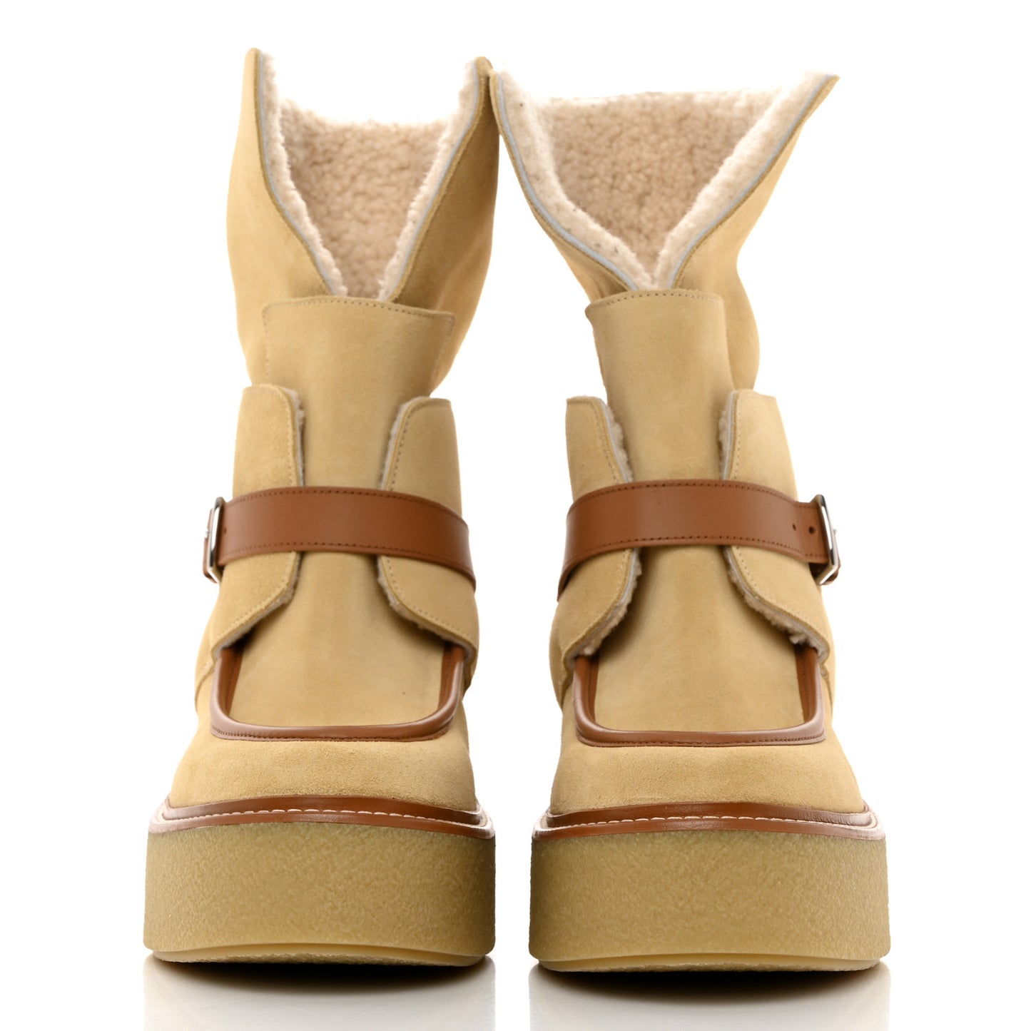 Suede Shearling Womens Hemisphere Ankle Boots 39 Beige Palomino